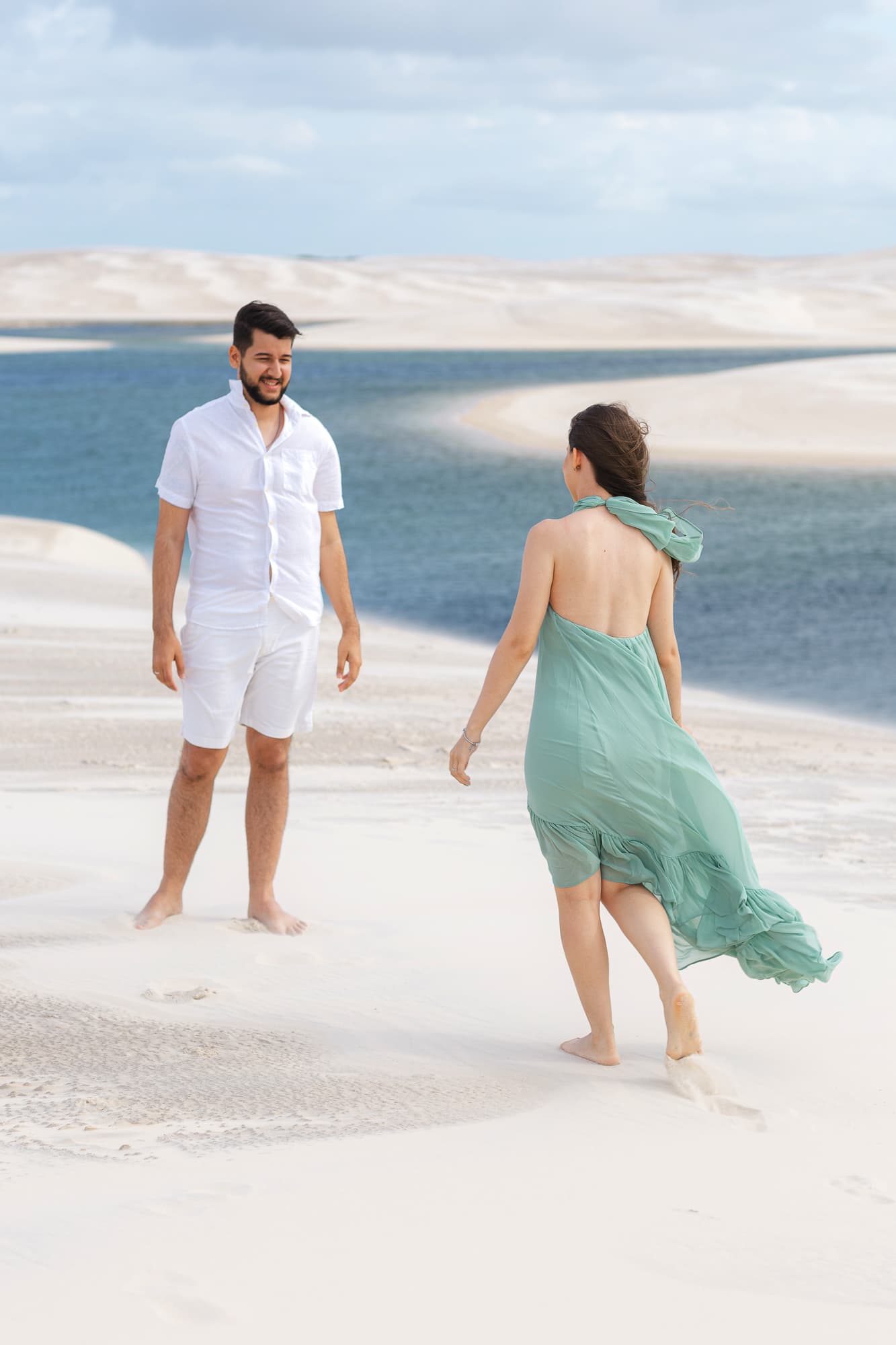 Amanda e Guilherme, retrato nas lagoas cristalinas, Santo Amaro, Lençóis Maranhenses