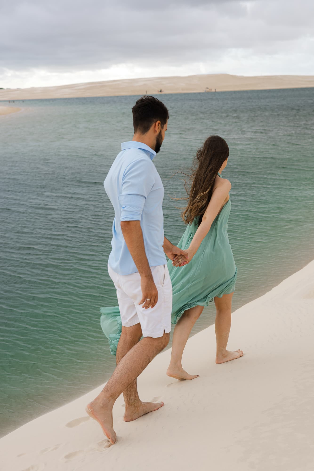 Amanda e Guilherme, ensaio fotográfico nas dunas brancas, Santo Amaro, Lençóis Maranhenses