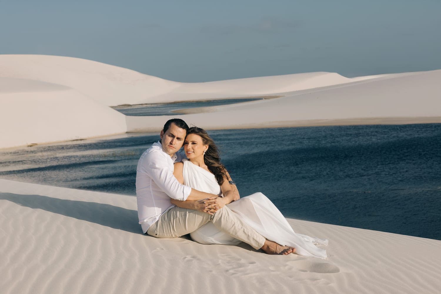 Estefânia e Daniel, retrato nas lagoas cristalinas, Santo Amaro, Lençóis Maranhenses
