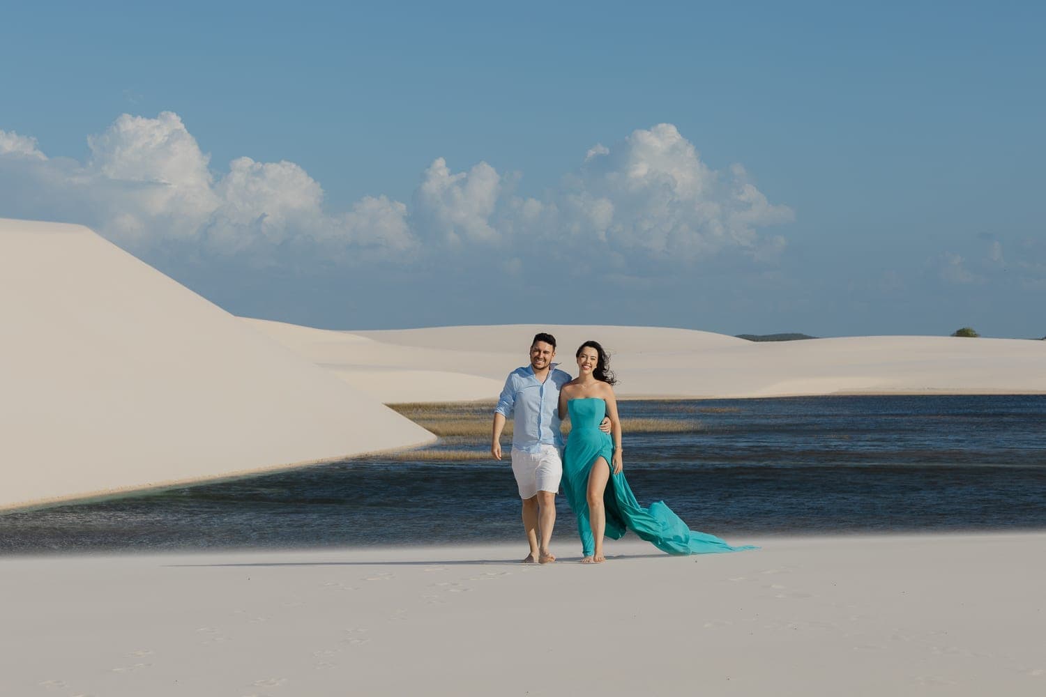 Fernanda e Felipe, ensaio fotográfico nas dunas brancas, Barreirinhas, Lençóis Maranhenses