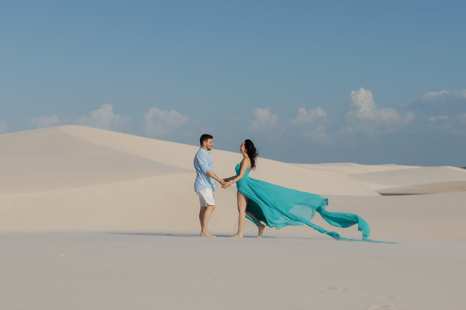 Fernanda e Felipe, retrato nas lagoas cristalinas, Barreirinhas, Lençóis Maranhenses