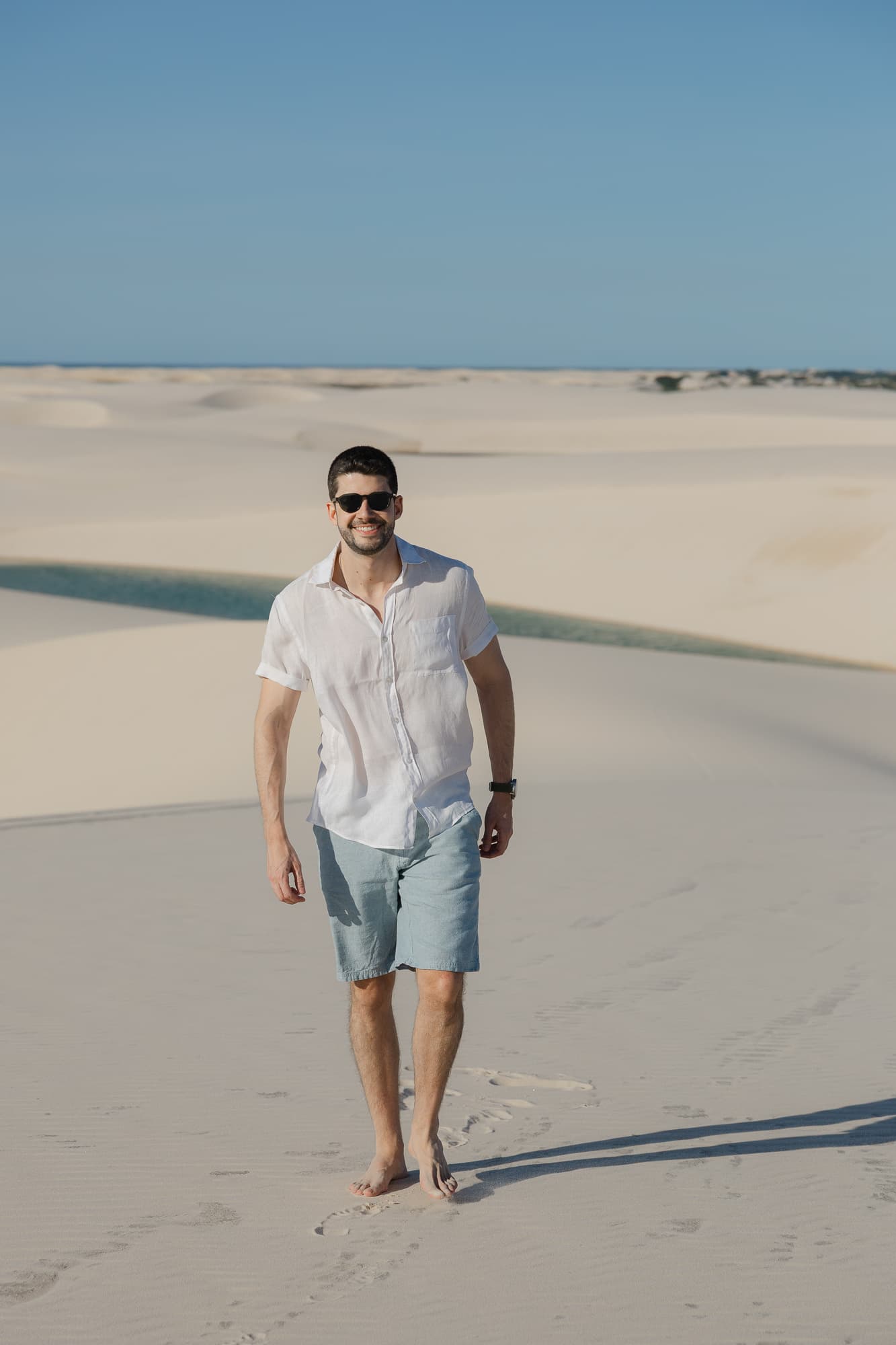 Isabella e Matheus, silhueta ao entardecer, Atins, Lençóis Maranhenses