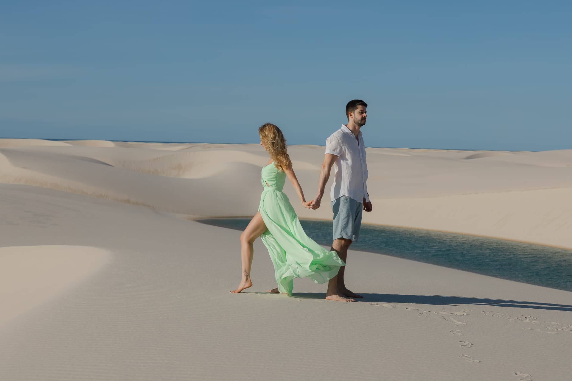 Isabella e Matheus, close romântico do casal, Atins, Lençóis Maranhenses