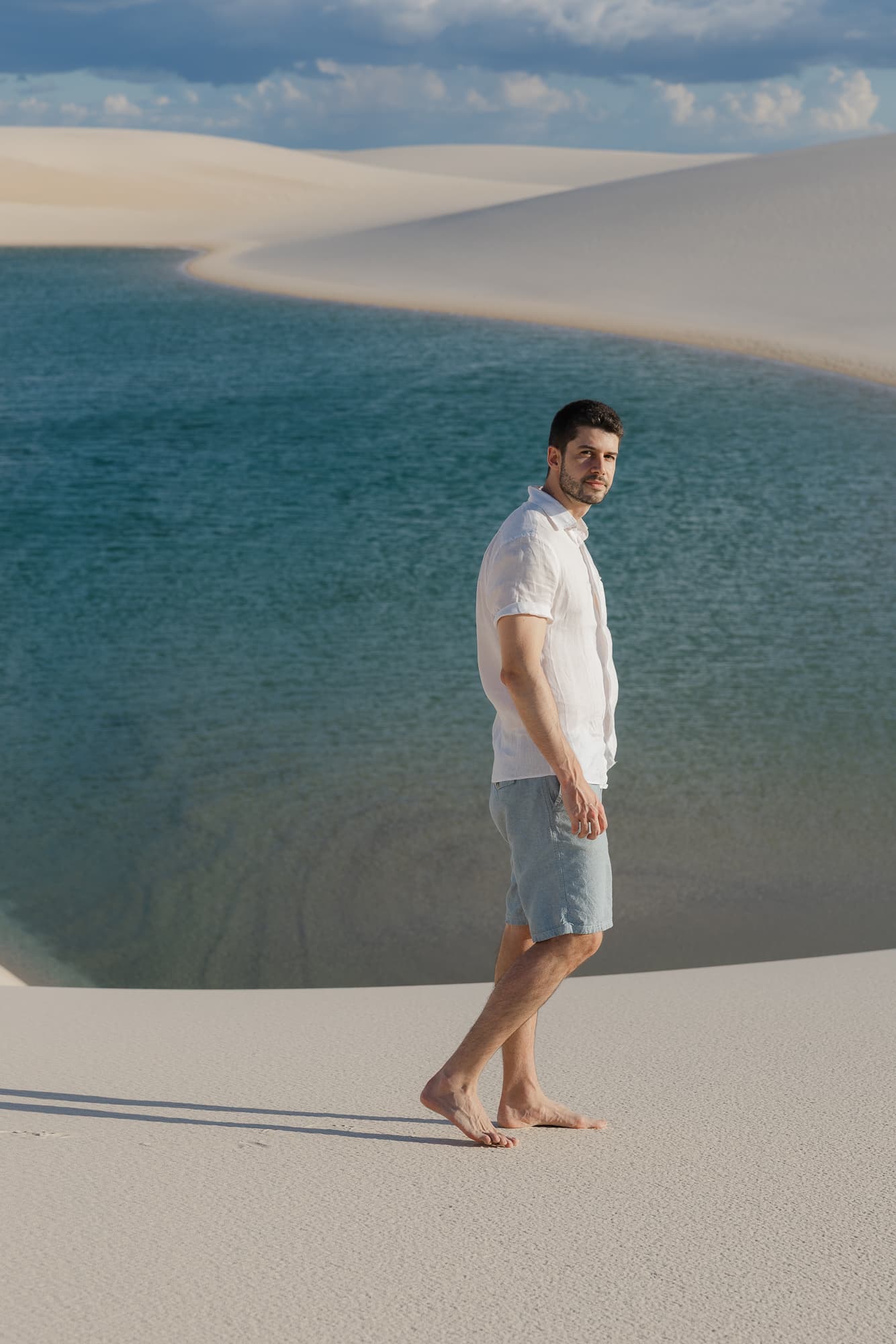 Isabella e Matheus, silhueta ao entardecer, Atins, Lençóis Maranhenses