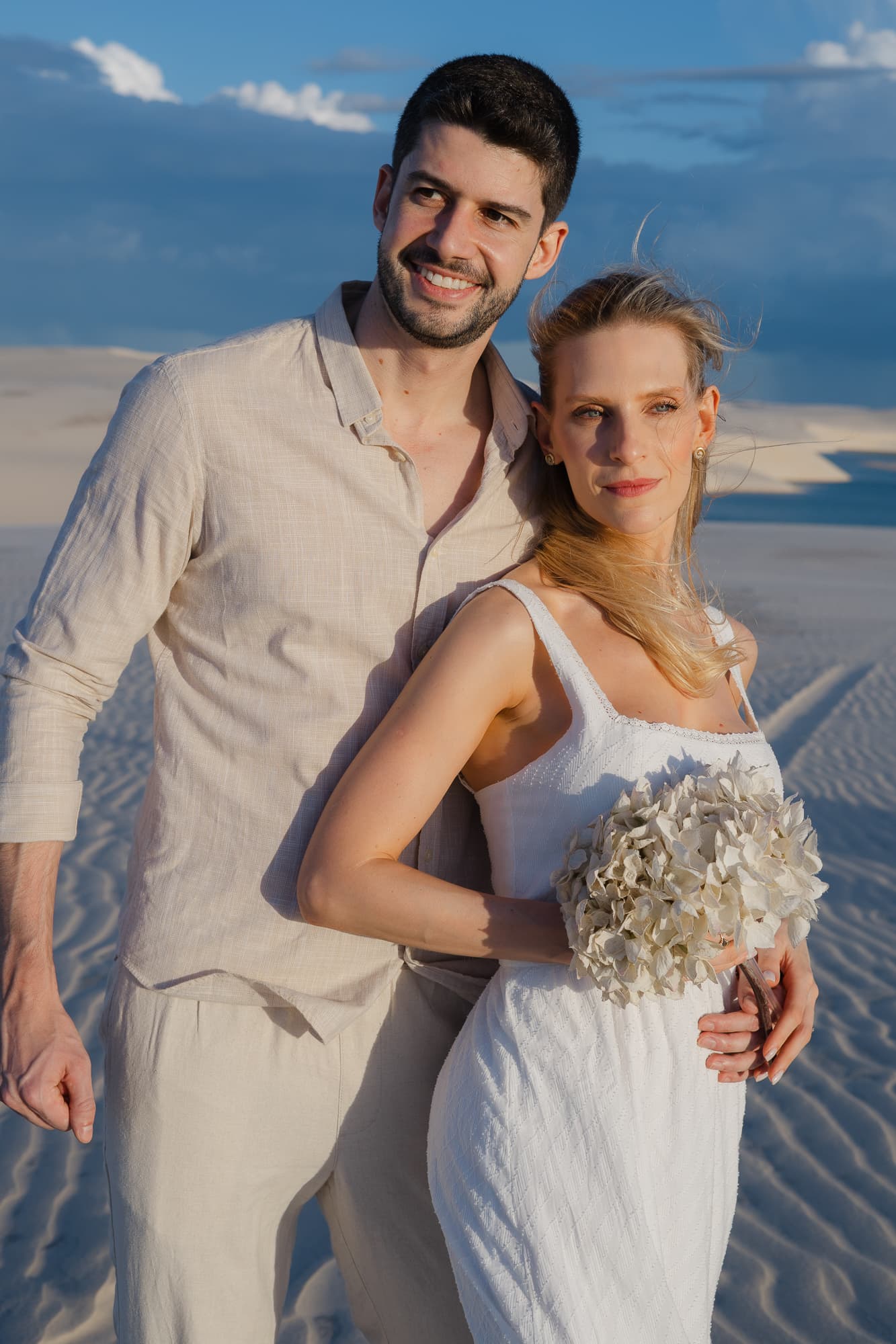 Isabella e Matheus, silhueta ao entardecer, Atins, Lençóis Maranhenses