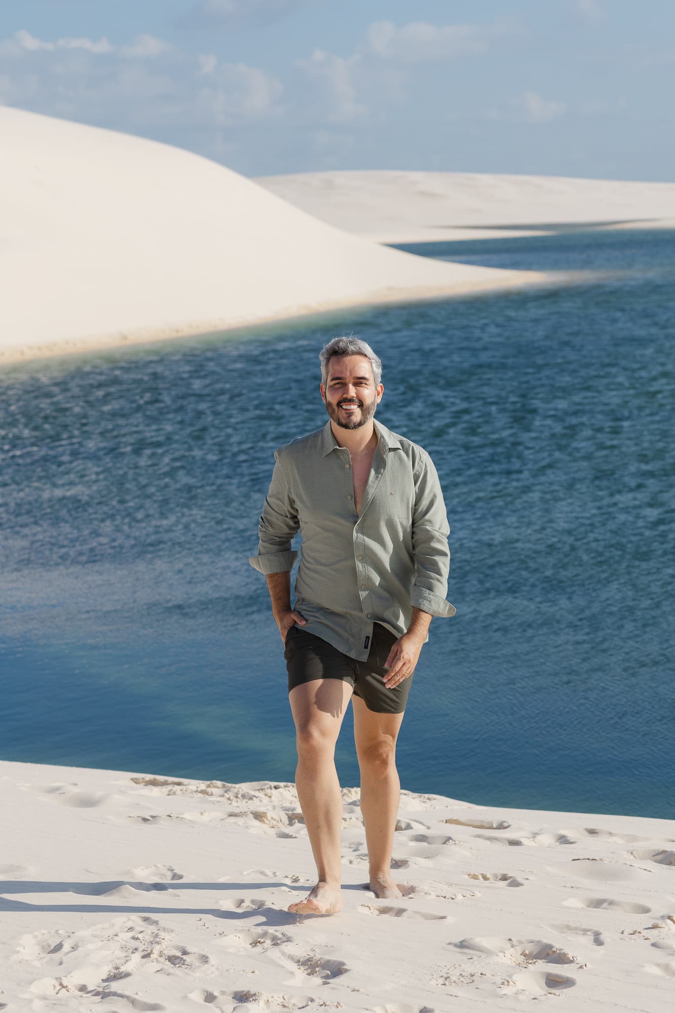 Marcos e Victor, silhueta ao entardecer, Santo Amaro, Lençóis Maranhenses