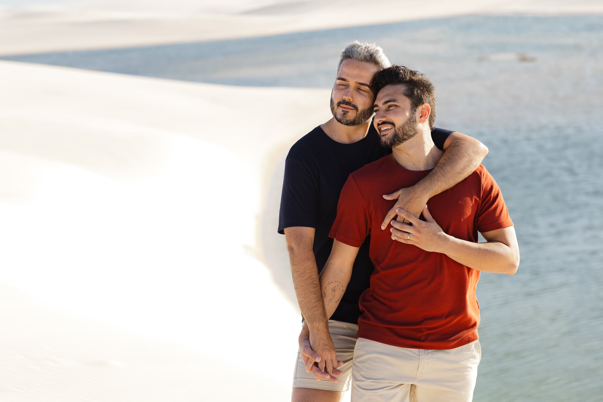 Marcos e Victor, retrato nas lagoas cristalinas, Santo Amaro, Lençóis Maranhenses