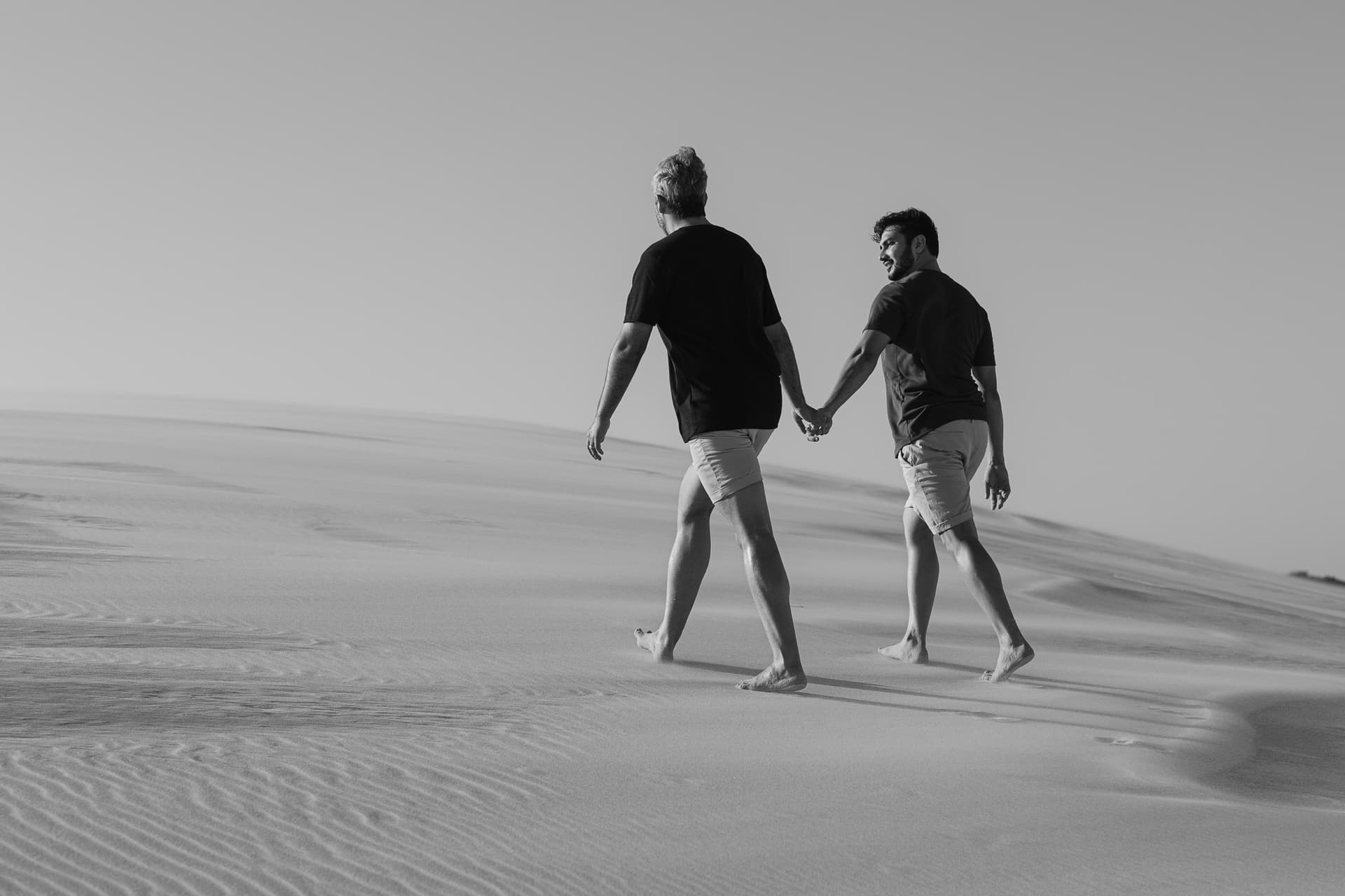 Marcos e Victor, ensaio fotográfico nas dunas brancas, Santo Amaro, Lençóis Maranhenses