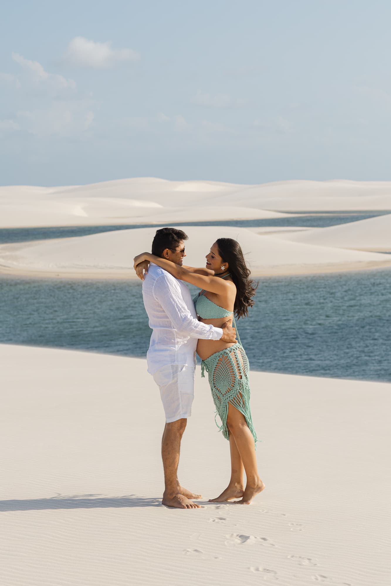 Maria Clara e José Emídio, ensaio gestante nas dunas, Santo Amaro, Lençóis Maranhenses