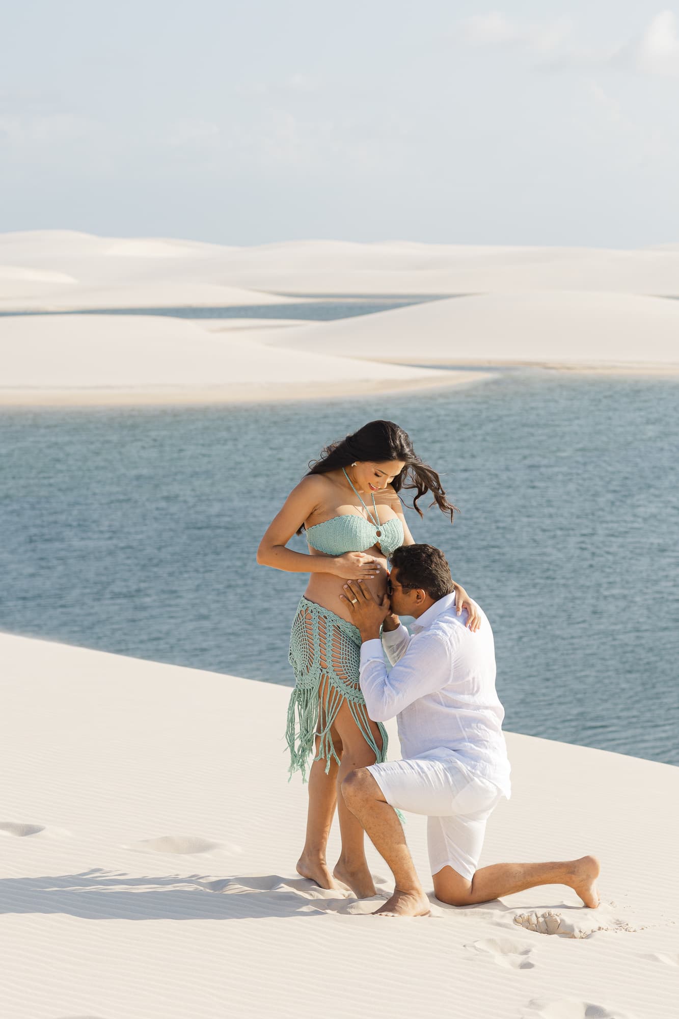 Maria Clara e José Emídio, retrato da gestação ao ar livre, Santo Amaro, Lençóis Maranhenses