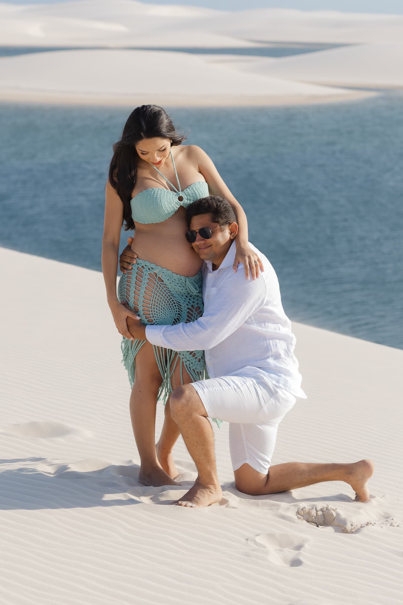 Maria Clara e José Emídio, silhueta ao entardecer, Santo Amaro, Lençóis Maranhenses