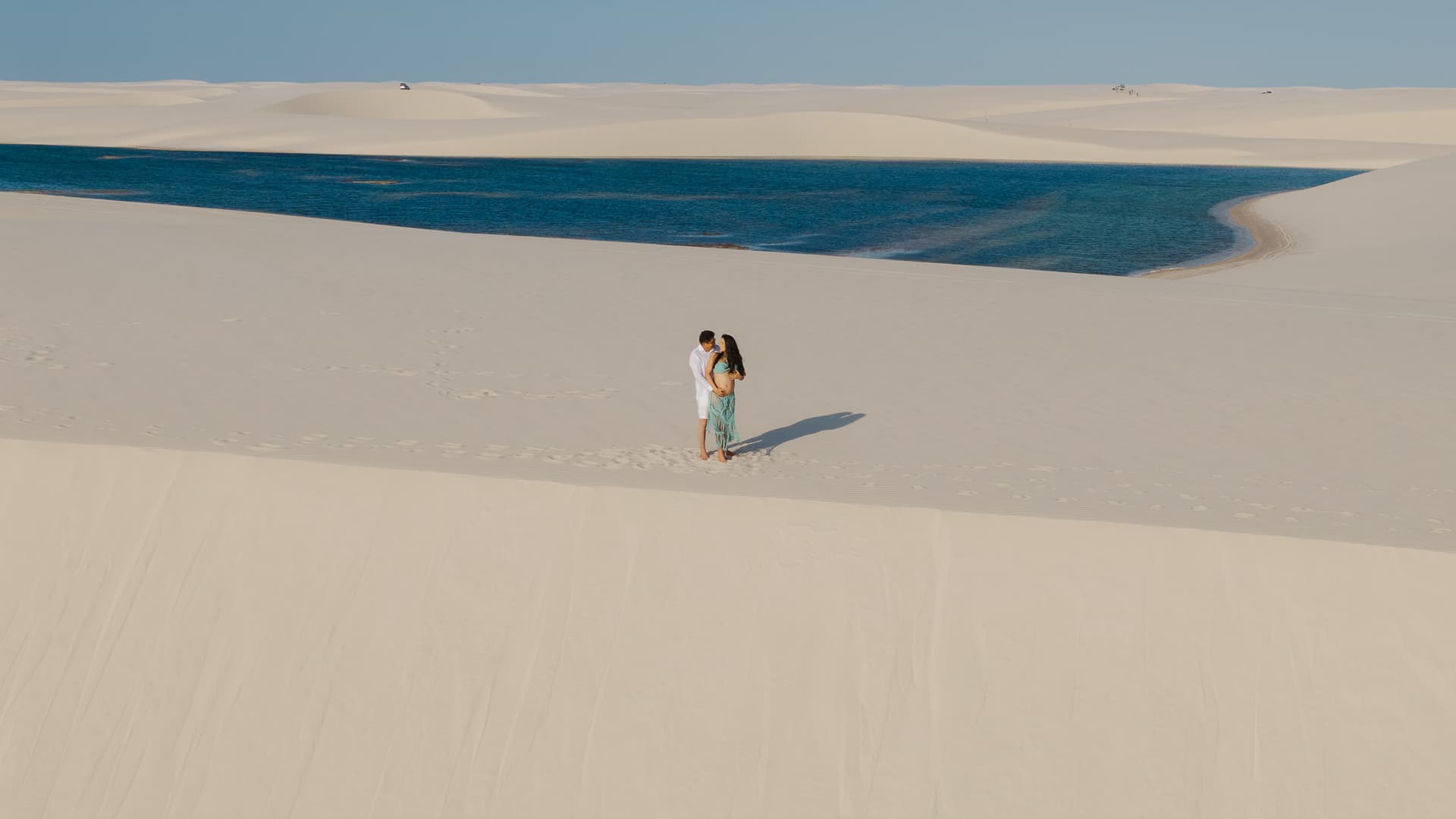 Maria Clara e José Emídio, retrato da gestação ao ar livre, Santo Amaro, Lençóis Maranhenses