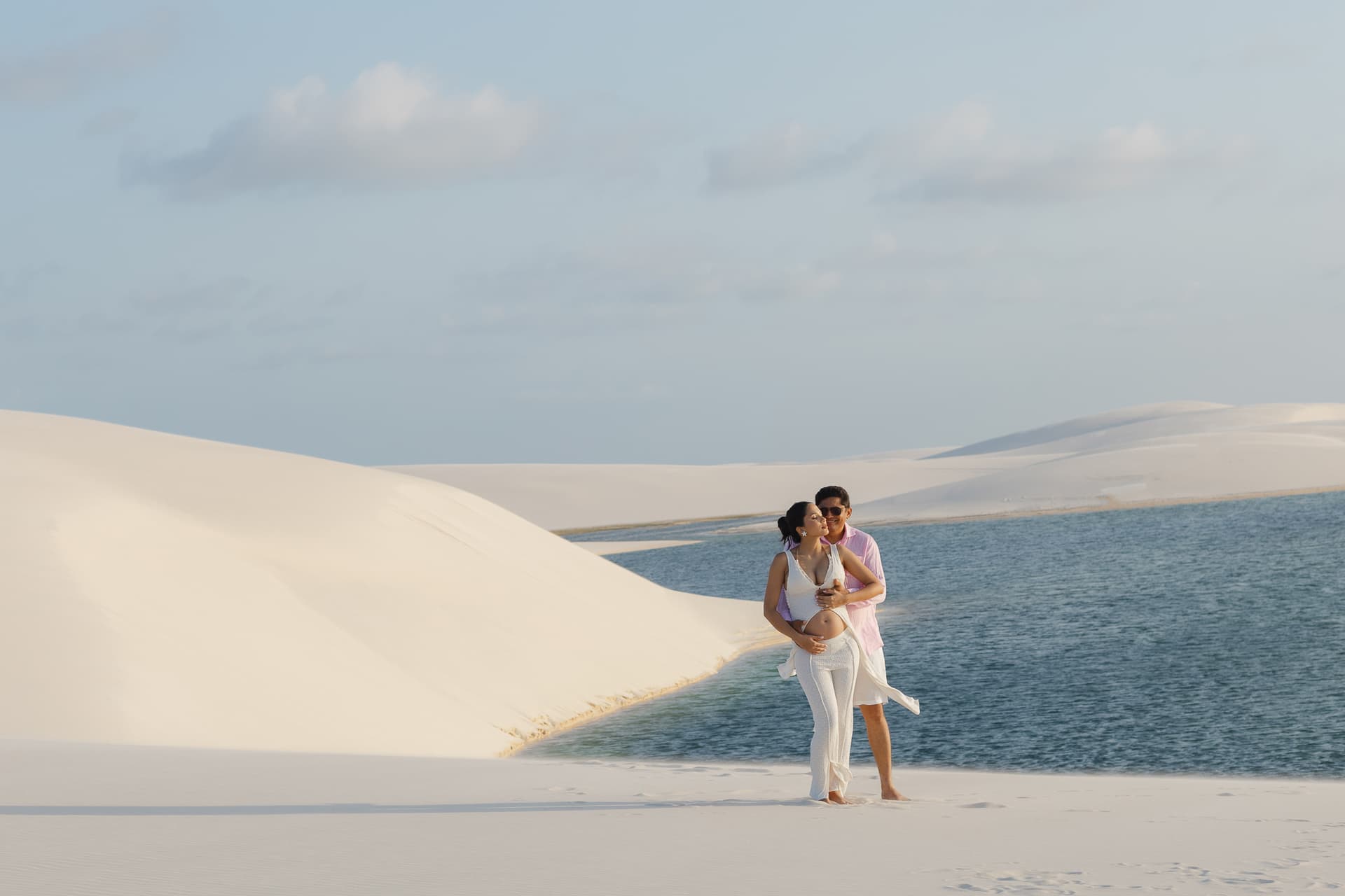 Maria Clara e José Emídio, ensaio gestante nas dunas, Santo Amaro, Lençóis Maranhenses