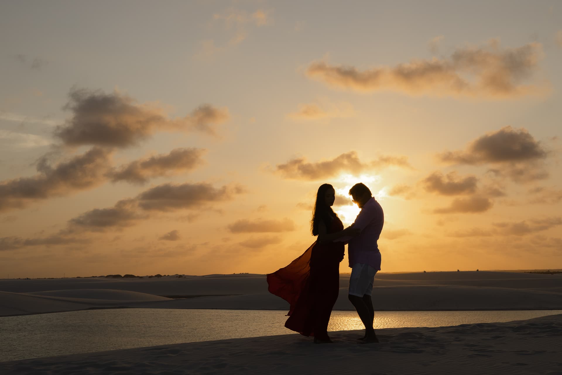 Maria Clara e José Emídio, a espera do bebê nas lagoas cristalinas, Santo Amaro, Lençóis Maranhenses