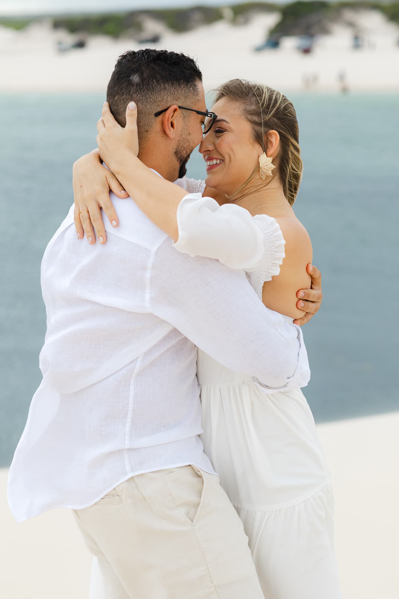 Thays e Jorge, momento espontâneo do casal, Santo Amaro, Lençóis Maranhenses