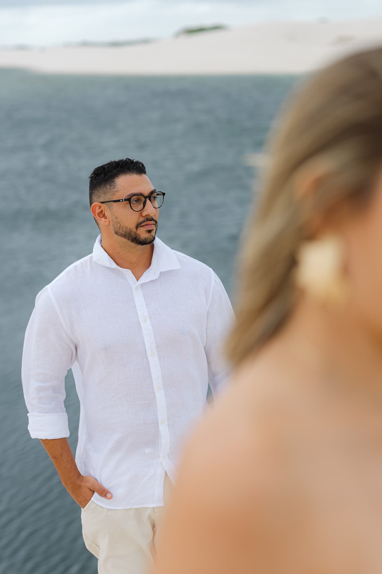Thays e Jorge, momento espontâneo do casal, Santo Amaro, Lençóis Maranhenses