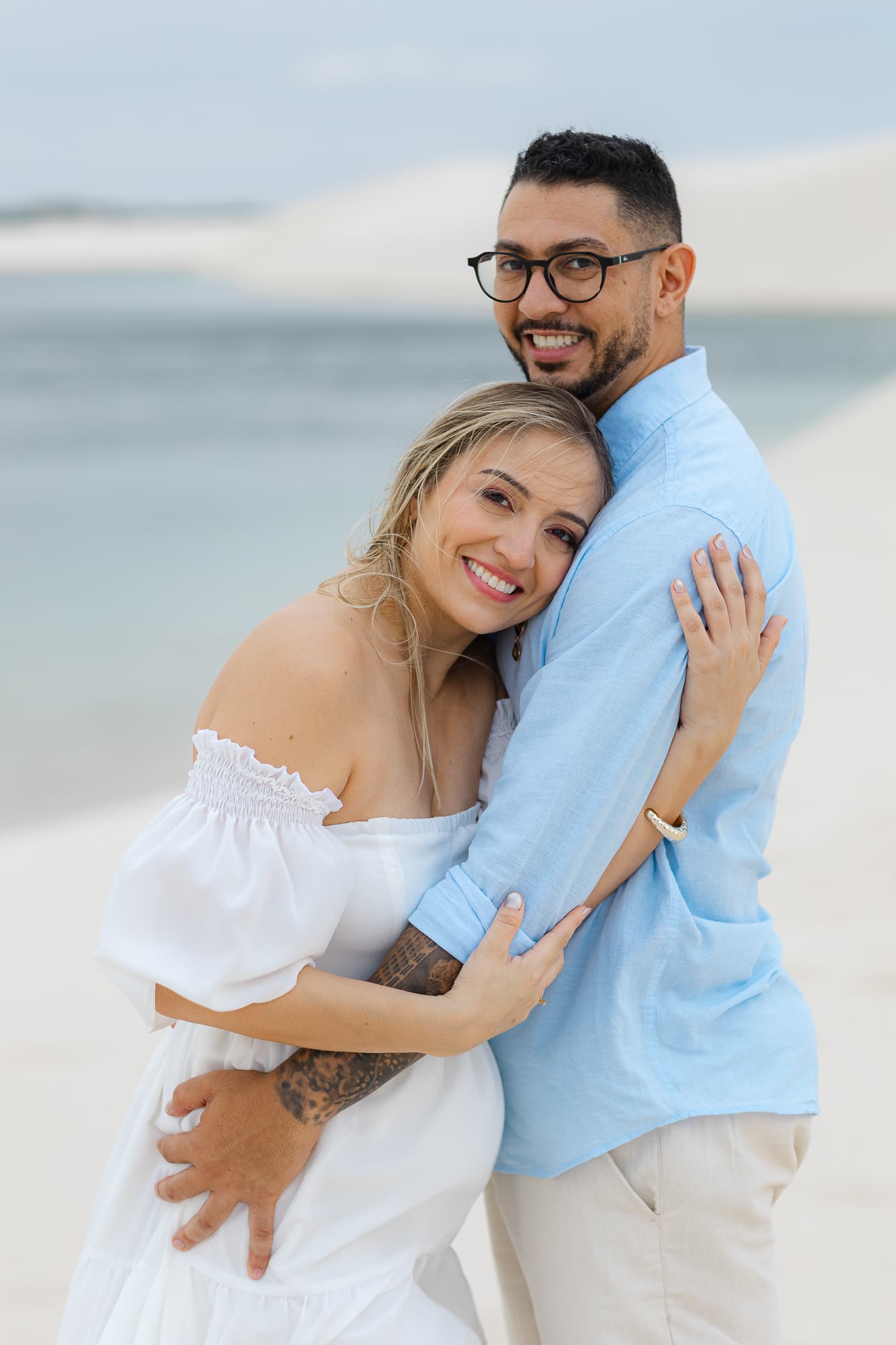 Thays e Jorge, momento de cumplicidade nas dunas, Santo Amaro, Lençóis Maranhenses
