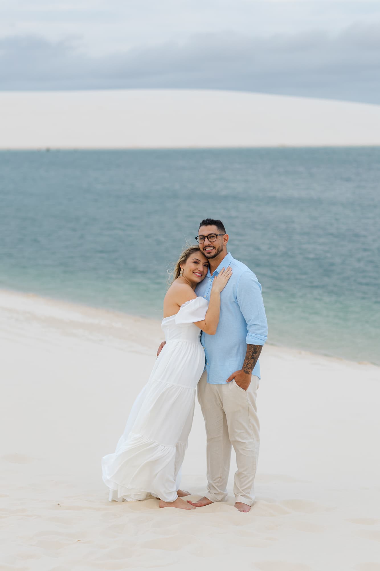 Thays e Jorge, casal nas lagoas azuis, Santo Amaro, Lençóis Maranhenses