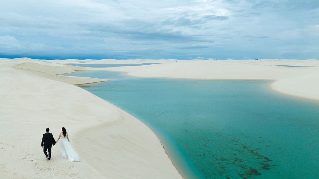 Vera Raquel e Gustavo, ensaio romântico nas dunas, Santo Amaro, Lençóis Maranhenses
