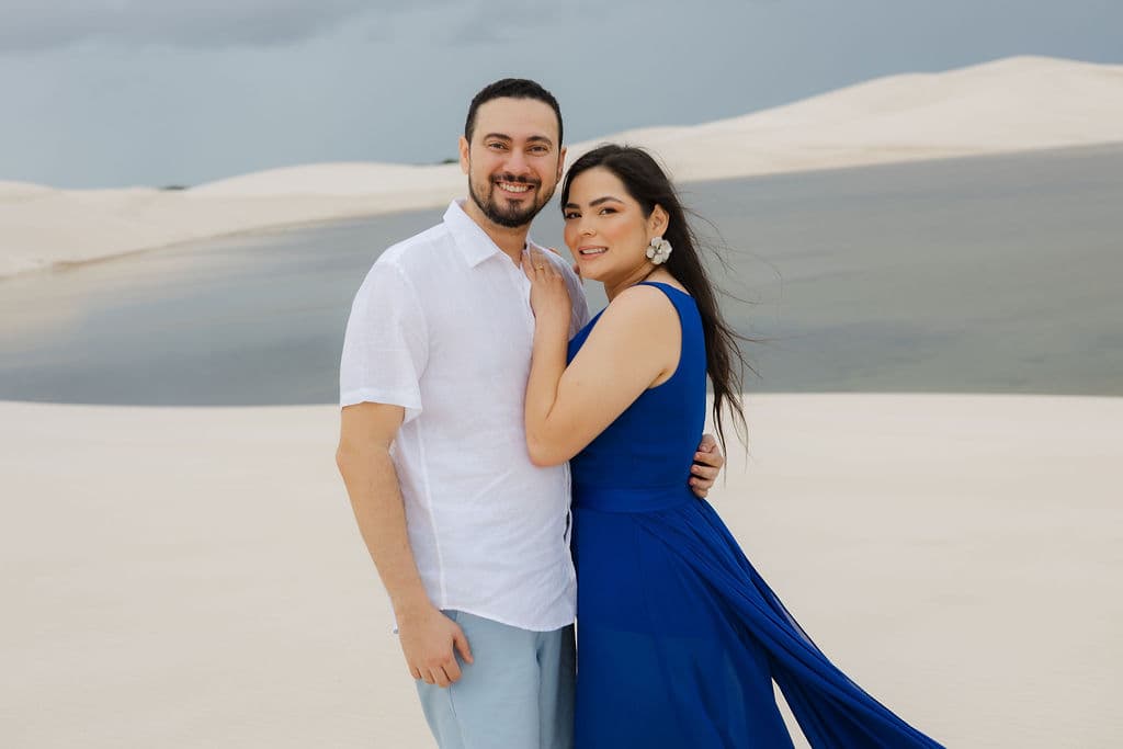 Vera Raquel e Gustavo, momento de cumplicidade nas dunas, Santo Amaro, Lençóis Maranhenses