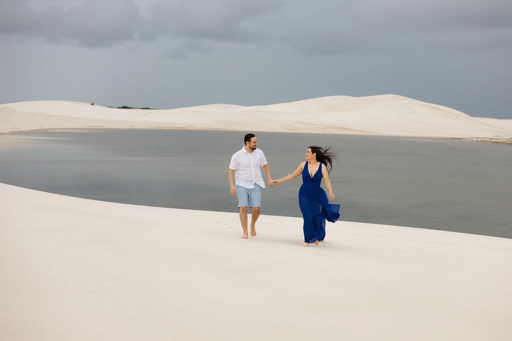 Vera Raquel e Gustavo, momento espontâneo do casal, Santo Amaro, Lençóis Maranhenses
