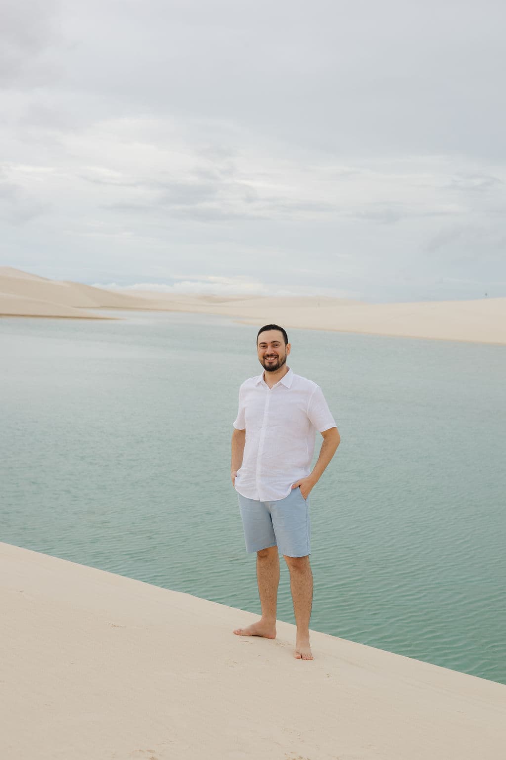 Vera Raquel e Gustavo, retrato nas lagoas cristalinas, Santo Amaro, Lençóis Maranhenses