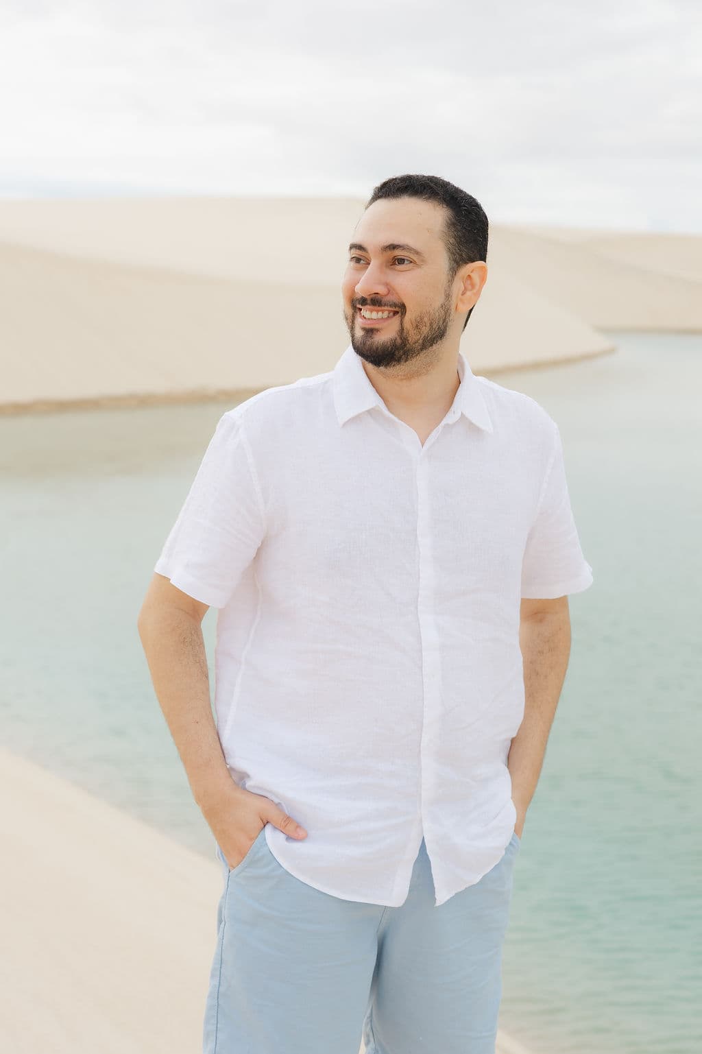 Vera Raquel e Gustavo, close romântico do casal, Santo Amaro, Lençóis Maranhenses