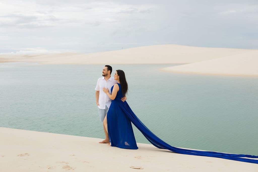 Vera Raquel e Gustavo, momento de cumplicidade nas dunas, Santo Amaro, Lençóis Maranhenses