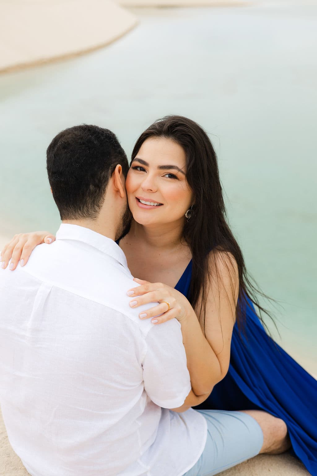 Vera Raquel e Gustavo, silhueta ao entardecer, Santo Amaro, Lençóis Maranhenses