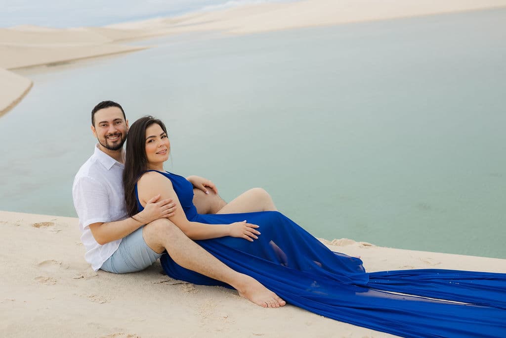 Vera Raquel e Gustavo, momento espontâneo do casal, Santo Amaro, Lençóis Maranhenses