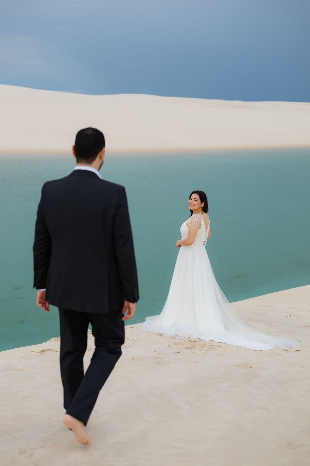 Vera Raquel e Gustavo, momento espontâneo do casal, Santo Amaro, Lençóis Maranhenses