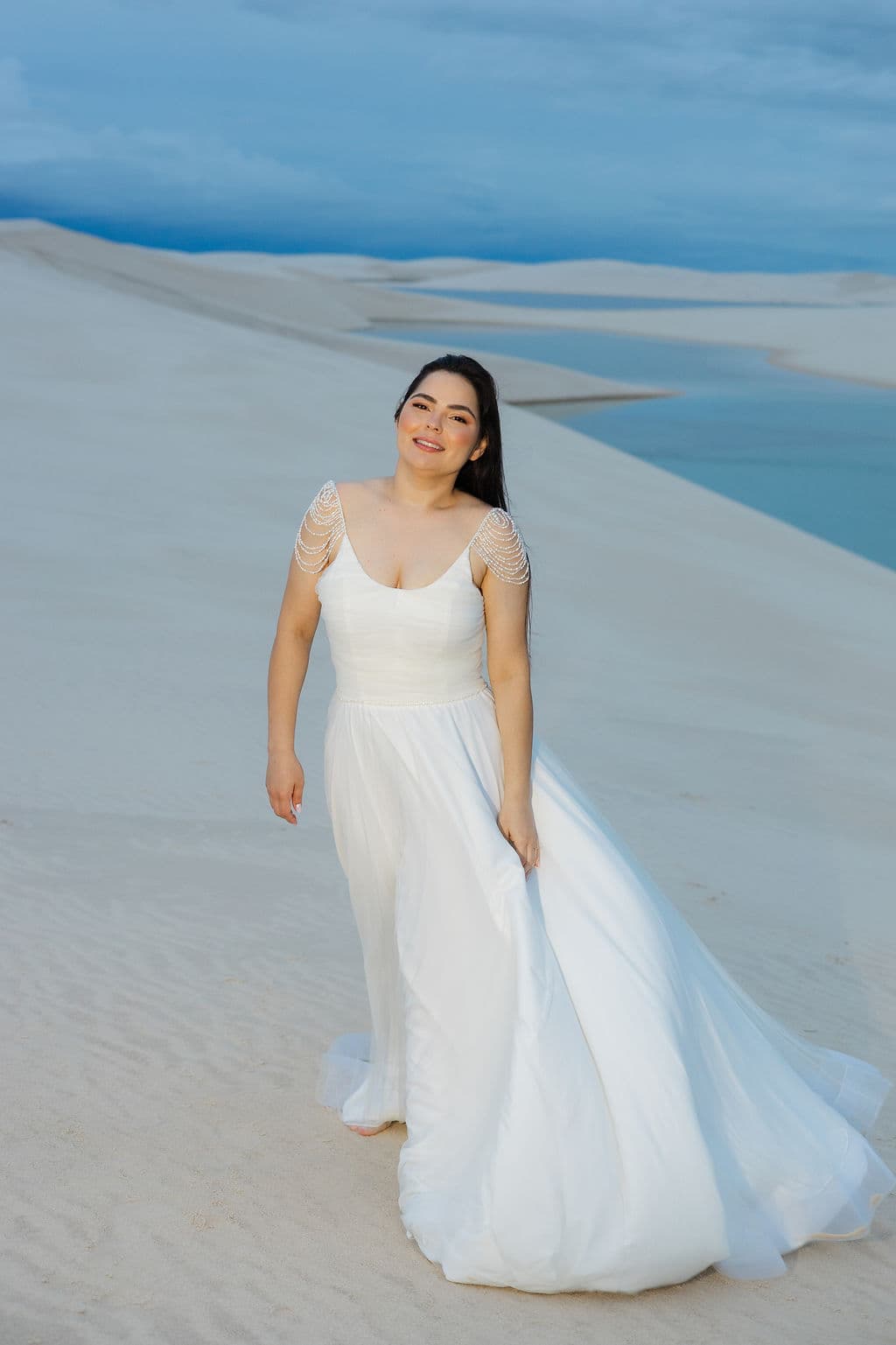 Vera Raquel e Gustavo, retrato nas lagoas cristalinas, Santo Amaro, Lençóis Maranhenses