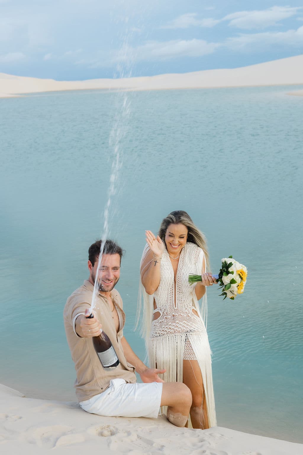 Winnie e José, ensaio fotográfico nas dunas brancas, Santo Amaro, Lençóis Maranhenses