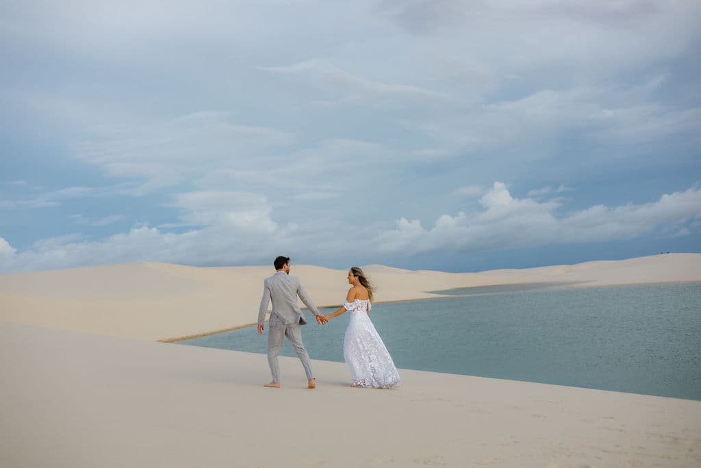 Winnie e José, ensaio fotográfico nas dunas brancas, Santo Amaro, Lençóis Maranhenses