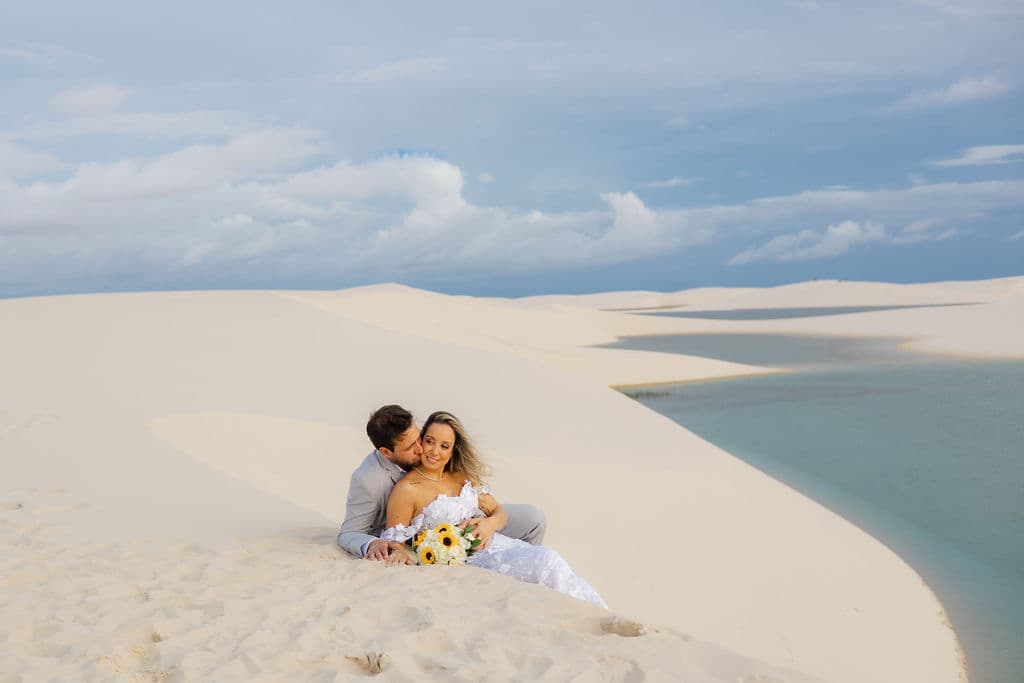 Winnie e José, ensaio fotográfico nas dunas brancas, Santo Amaro, Lençóis Maranhenses