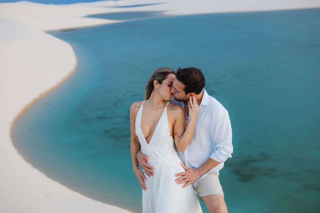 Winnie e José, ensaio fotográfico nas dunas brancas, Santo Amaro, Lençóis Maranhenses